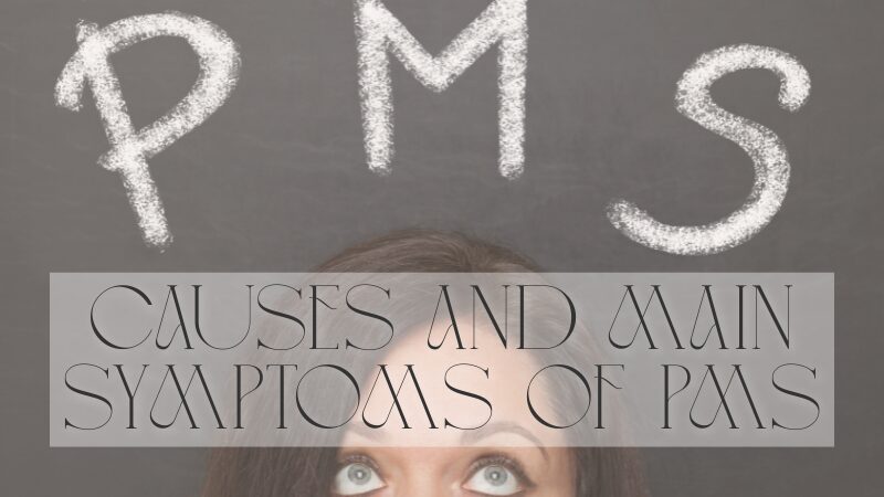 PMSの文字とそれを見る女性